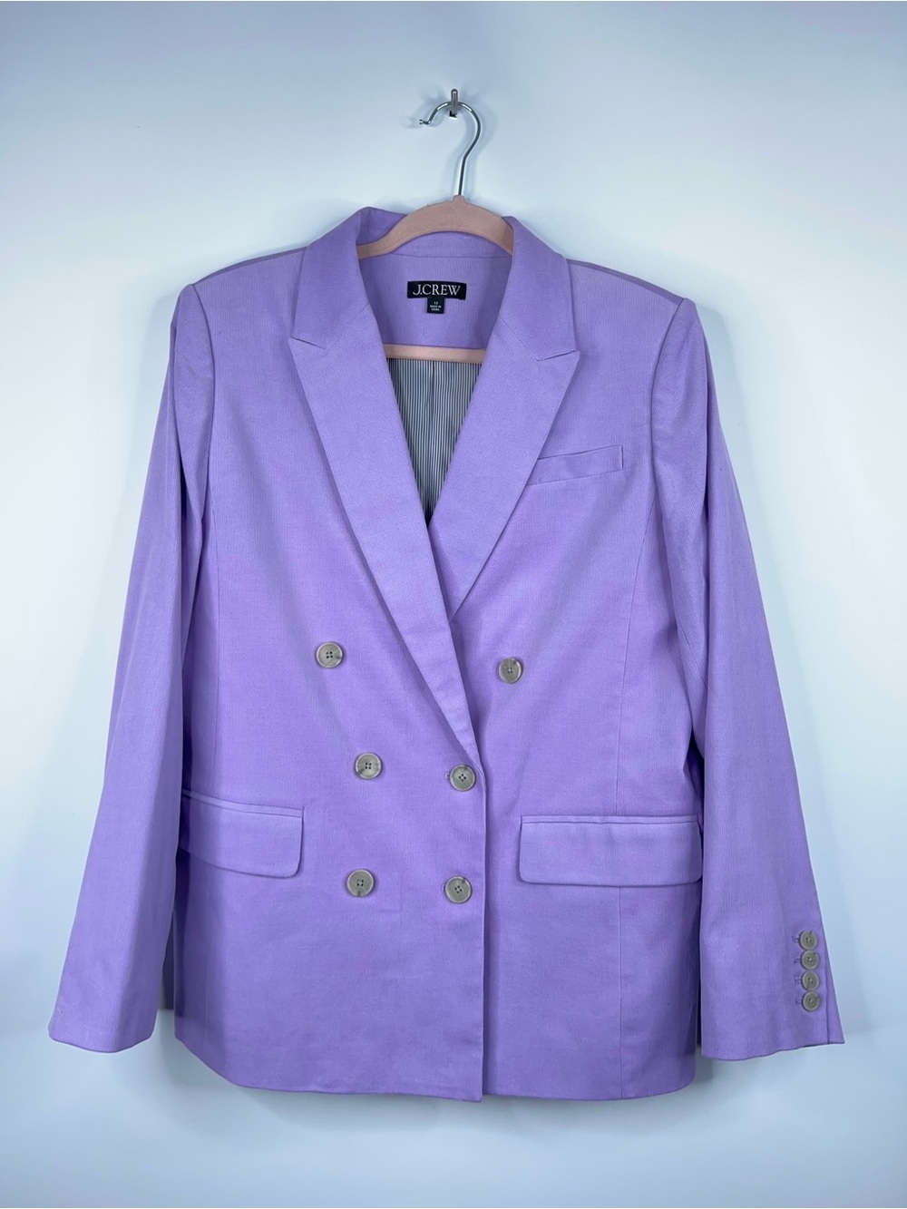 J. Crew Purple Alfie Blazer Corduroy Double-Breasted Lined Relaxed Fit Size 12